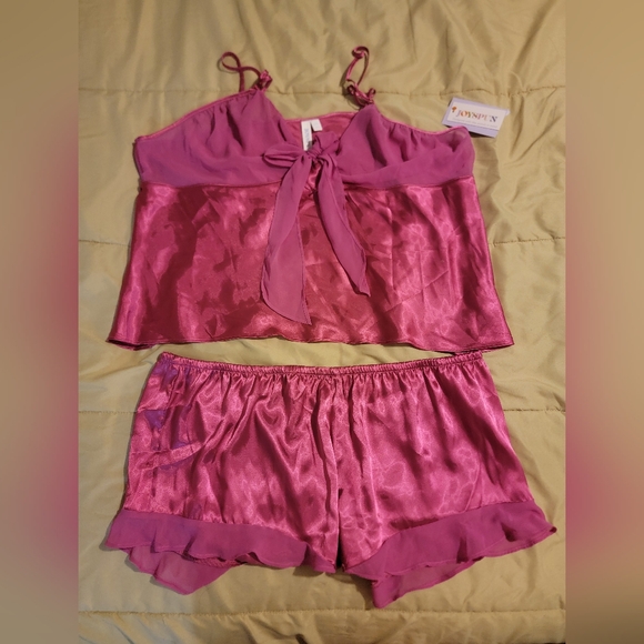 New Womens JoySpun Magenta Satin Lingerie 2 Piece Set - Size 2XL - Picture 1 of 5